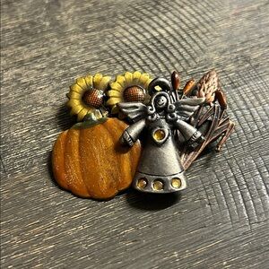 Autumn‎ Themed Brooch with Angel and Pumpkin - Kenneth Cole